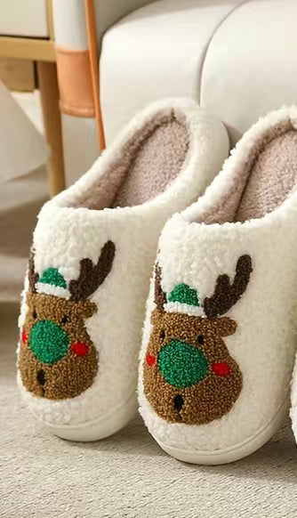 Slippers- green reindeer