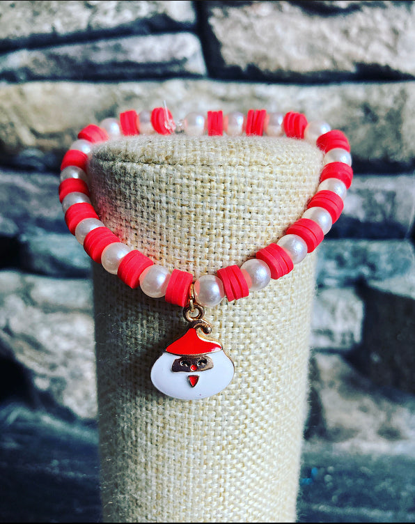 Christmas bracelet- red & white Santa