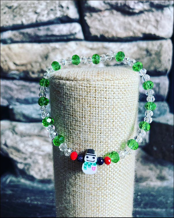 Christmas bracelet- green snowman