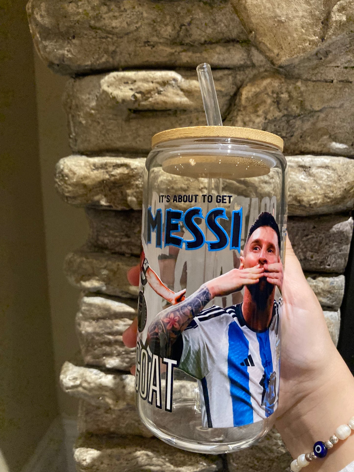 Glass cup 16 oz-Messi