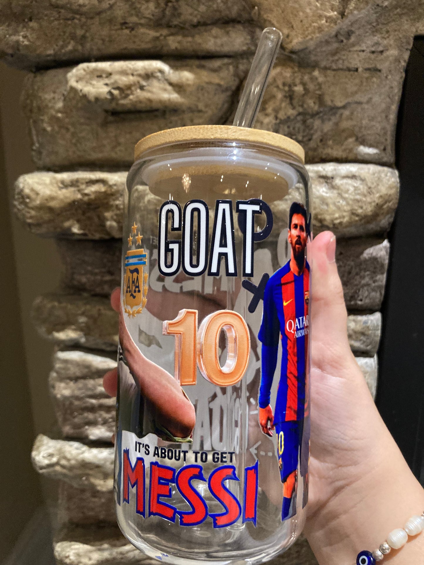 Glass cup 16 oz-Messi