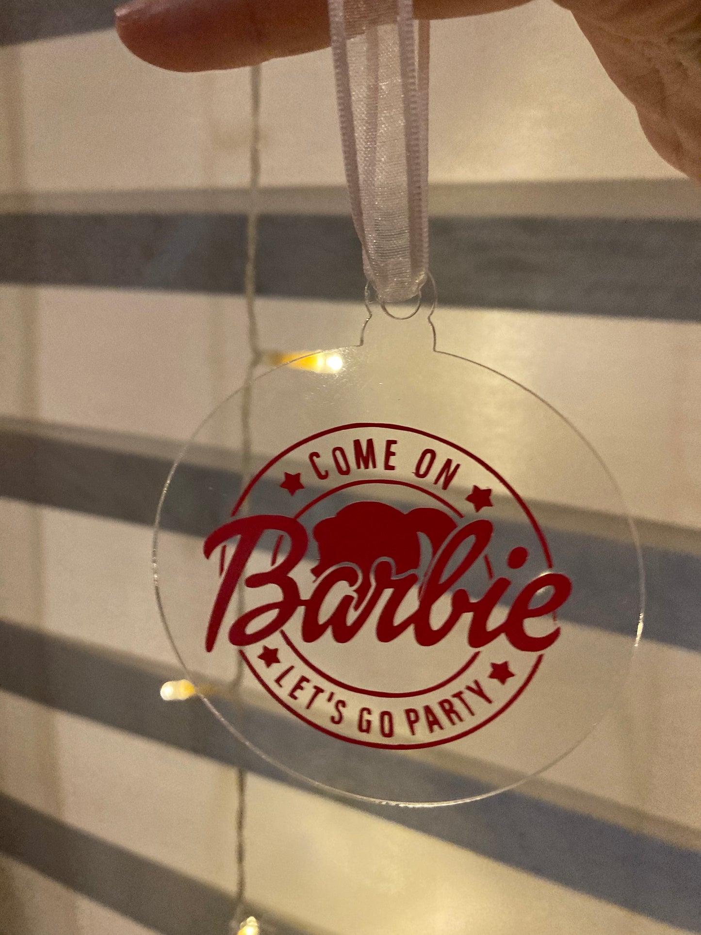 Come on Barbie transparent ornament